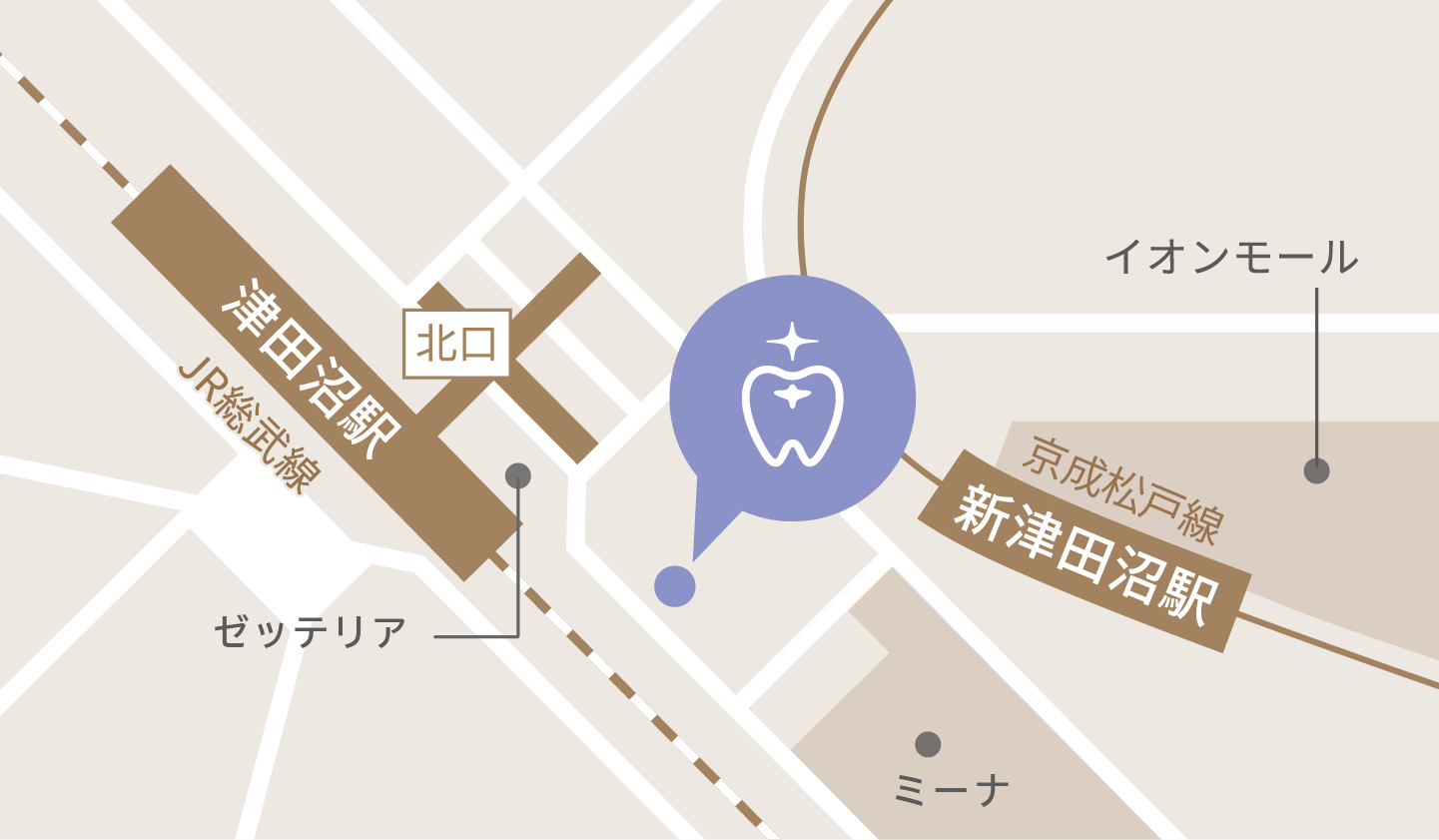 津田沼さりな矯正歯科の地図