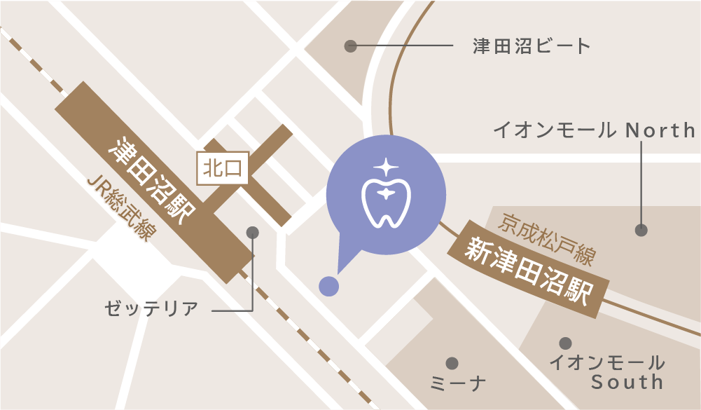津田沼さりな矯正歯科の地図